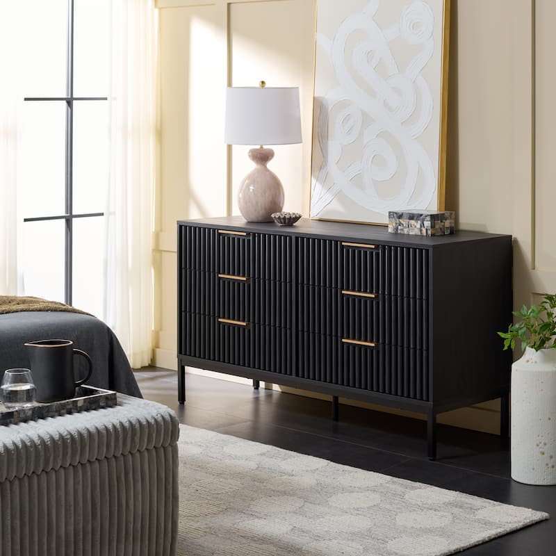 SAFAVIEH Home Lylia 6-Drawer Dresser - Black/Black