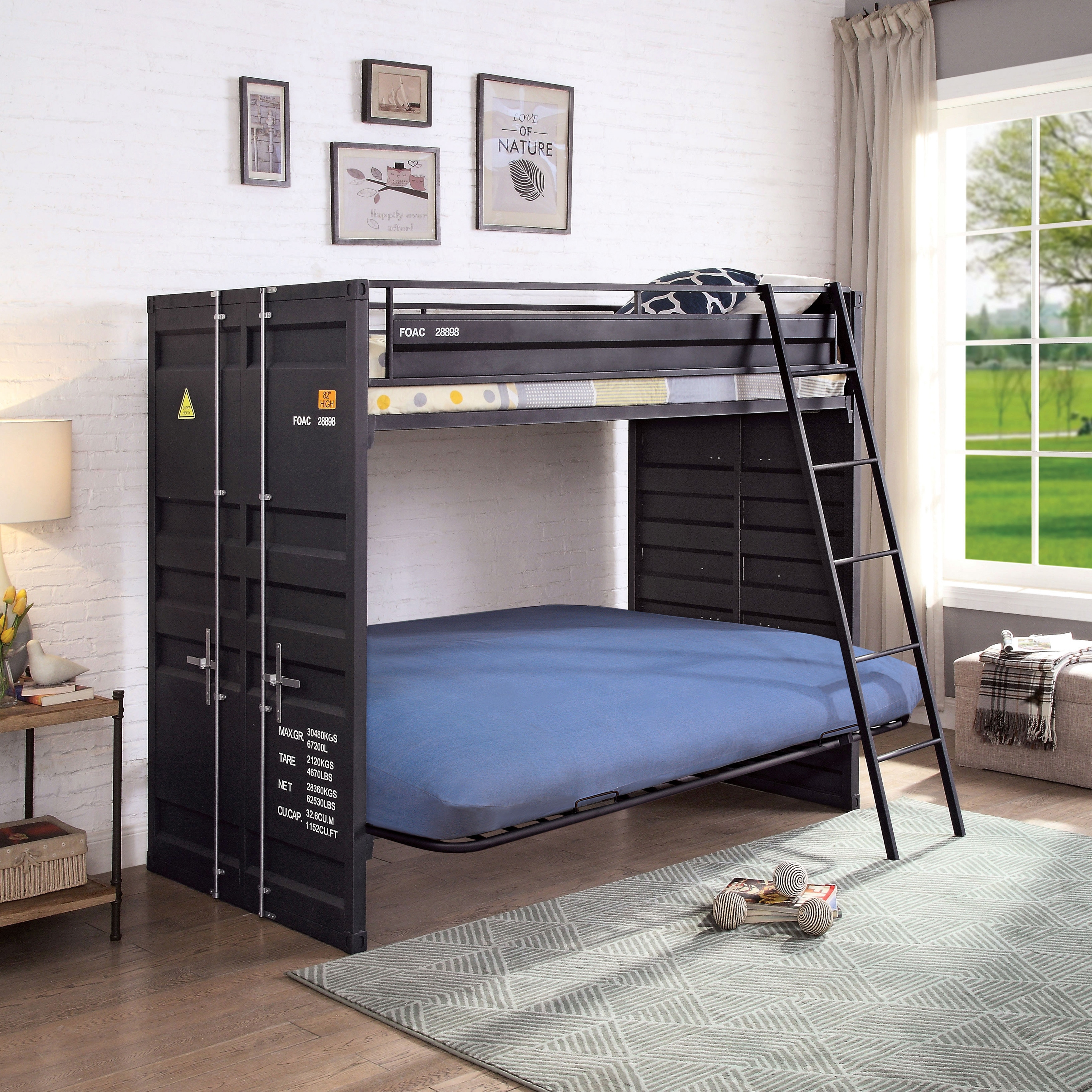 Furniture of america hilt contemporary black discount twin triple bunk bed