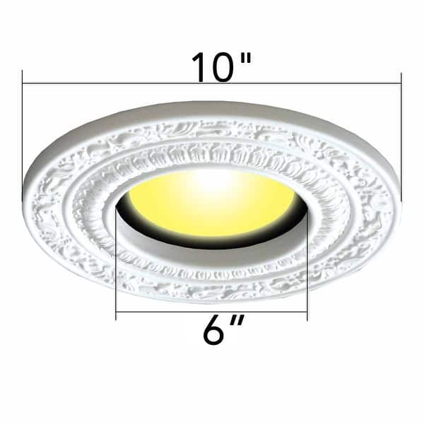 White Recessed Lighting Trim 10" Polyurethane Decorative Ceiling Medallion Renovators Supply