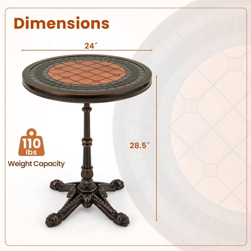 Costway 32" Patio Dining Table with 1.6" Umbrella Hole & Lid DPC - Bronze - See Details