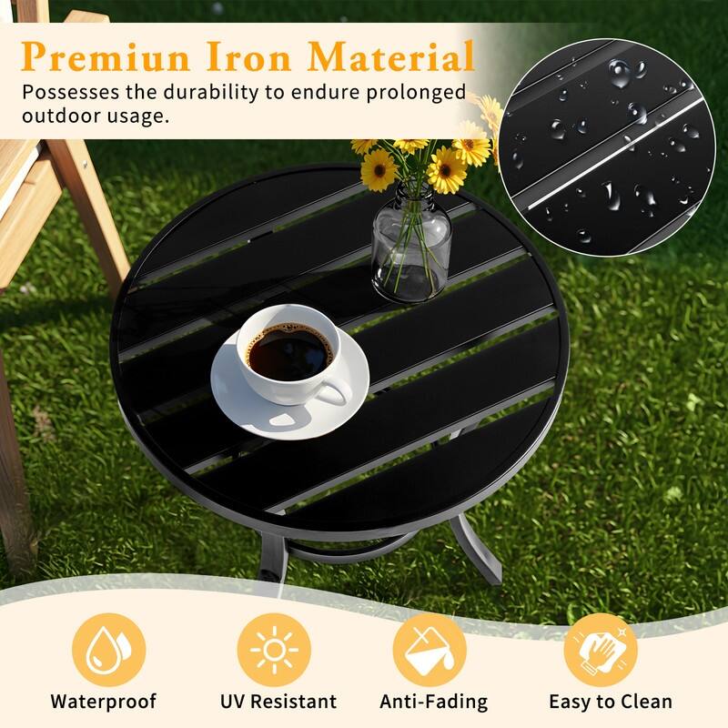 Metal Outdoor Round Side Table, Patio Coffee Bistro Table for Indoor Outdoor