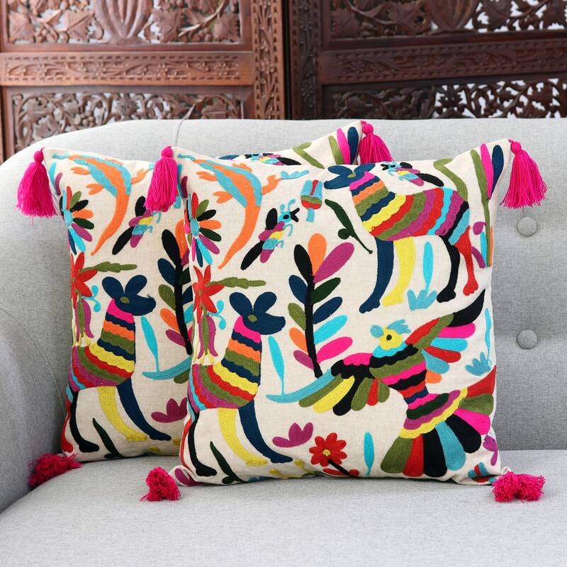 Novica Handmade Enchanted Forest Cotton Cushion Covers (Pair)