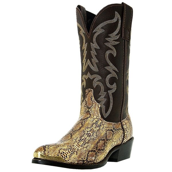 Laredo Western Boots Mens Cowboy Monty Faux Snake Golden Copper