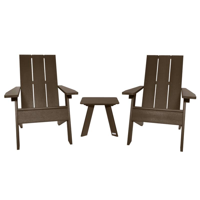 HIGHWOOD 3-piece Adirondack Chairs and Side Table Set - Weathered  Acorn