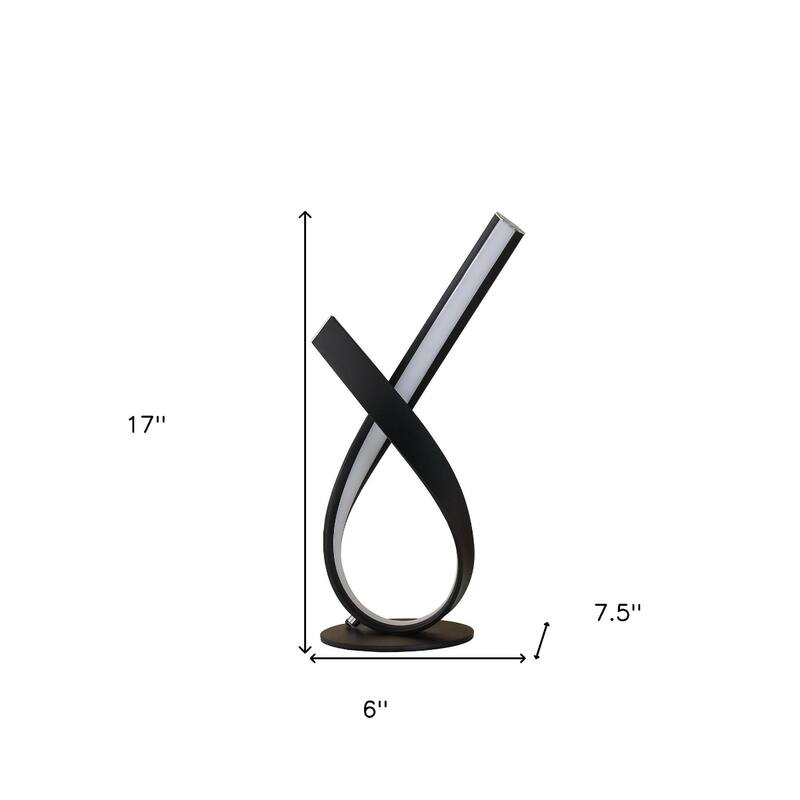 Modern 17" Black LED Bedside Table Lamp with On/Off Switch Cord - 7.50" x 6" x 17"