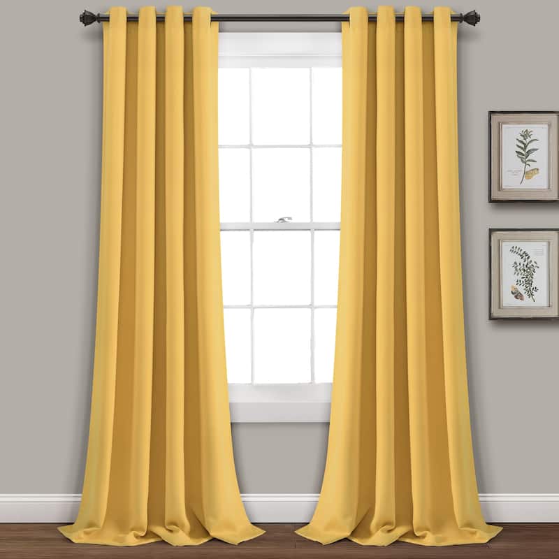 Lush Decor Insulated Grommet Blackout Curtain Panel Pair - 52"W x 84"L - Yellow