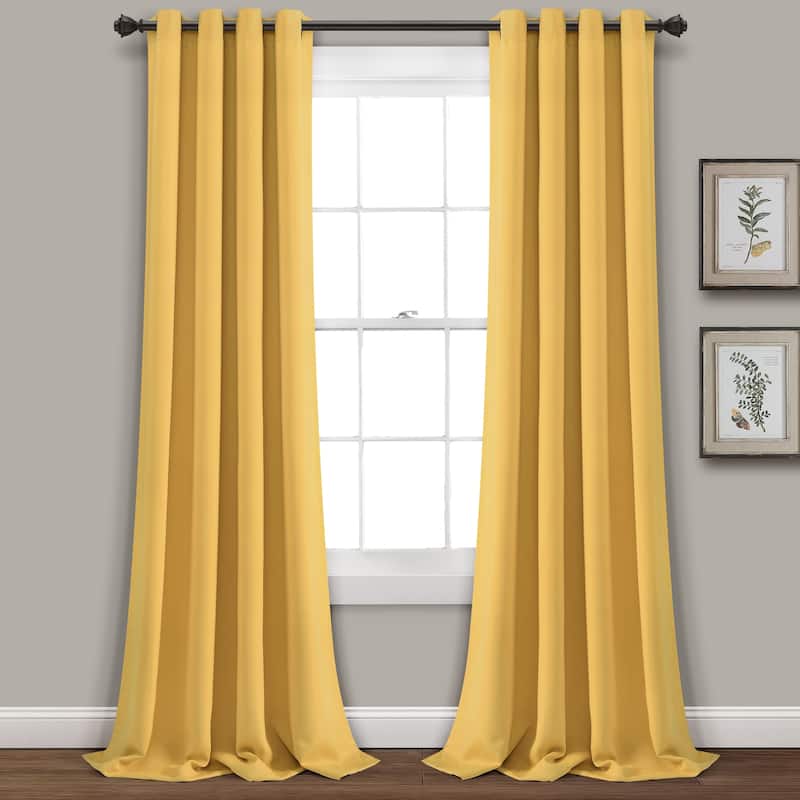 Lush Decor Insulated Grommet Blackout Curtain Panel Pair - 95 inches - Yellow