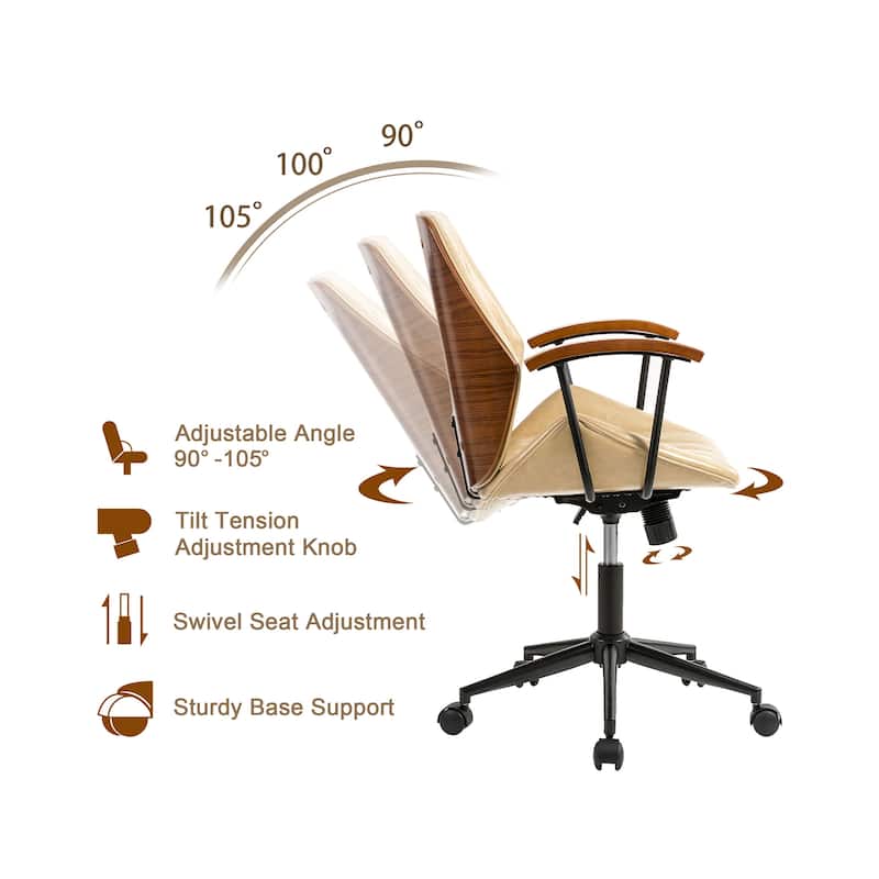 Glitzhome Modern Adjustable Swivel High Back Ergonomic Office Chair with Footrest and Armrest