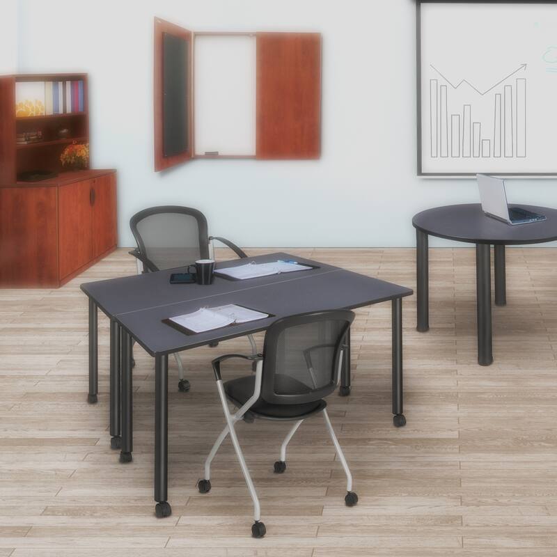 48 x 24 in. Mobile Training Seminar Table- Grey Top, Black Legs