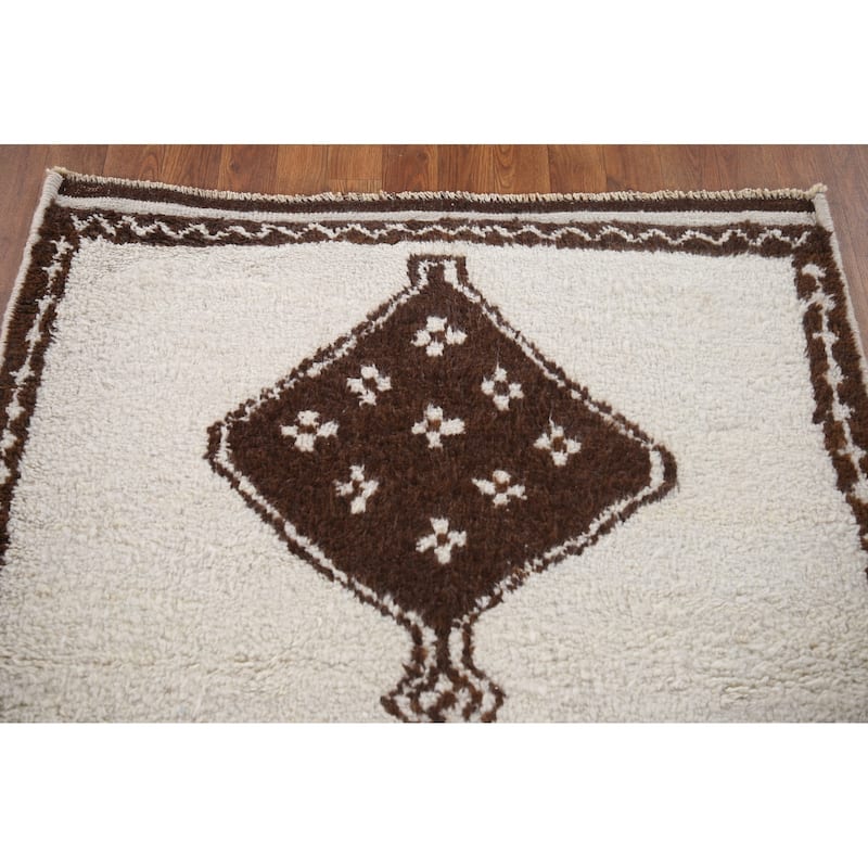 Plush Beige Turkish Anatolian Runner Rug Hand-knotted Wool Carpet - 3'7"x 11'2"