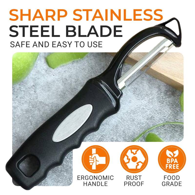 Cheer Collection Swivel Vegetable Peeler with Stainless Steel Blade and Eye Remover Tool