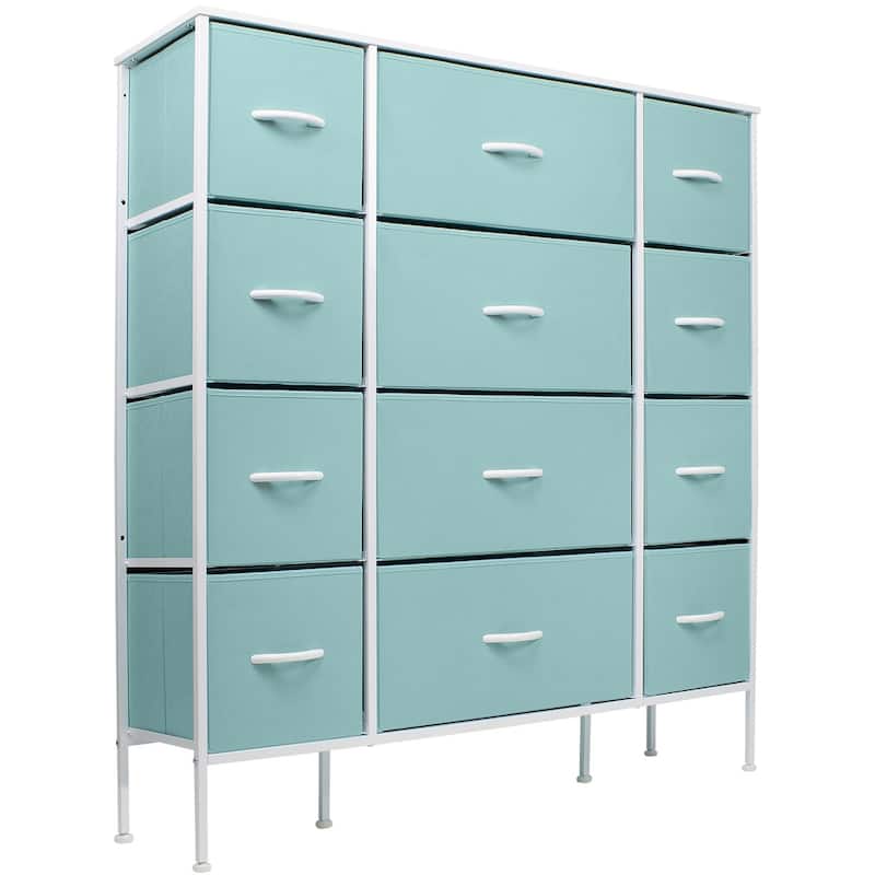 Sorbus Extra-large Steel and Fabric 12-drawer Dresser - Aqua