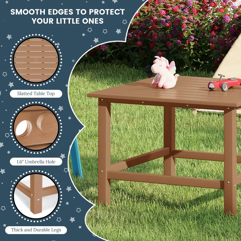 Polytrends Laguna Kids Outdoor 31" Square Poly Dining Table
