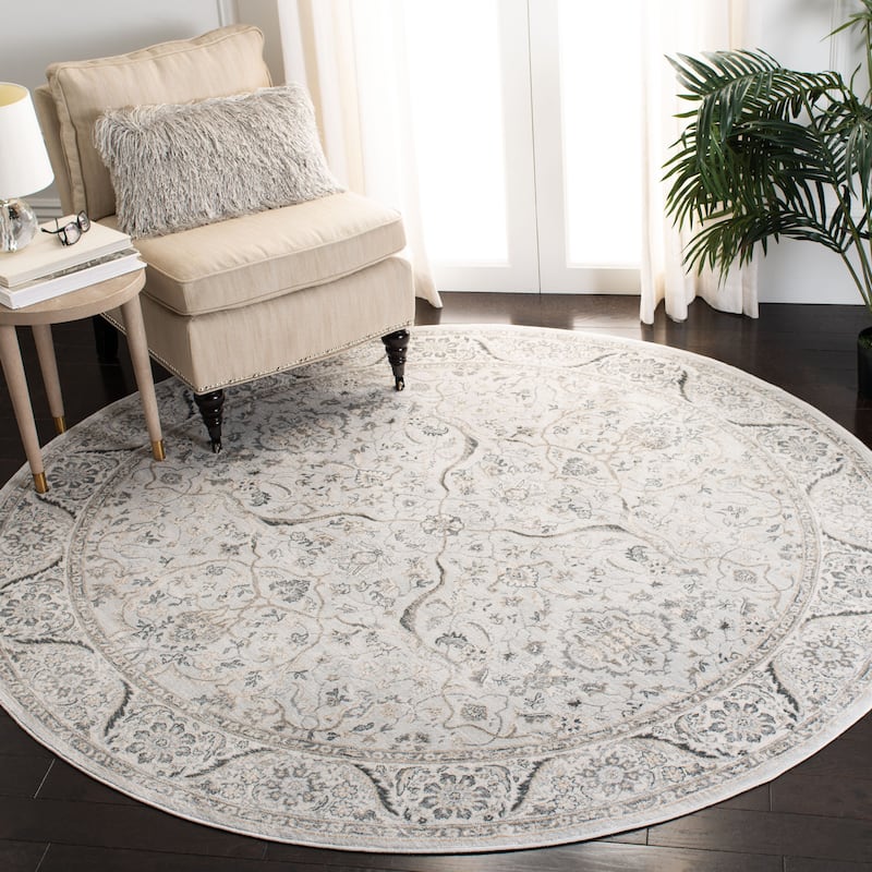 SAFAVIEH Isabella Pietra Traditional Oriental Rug - 6'7" Round - Light Grey/Cream - Round