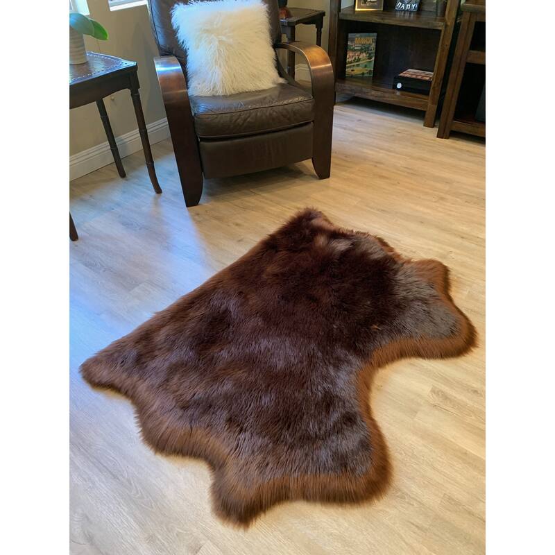 Highland Select Natural Long Wool Sheepskin 2 Pelt Shag Rug - 3' x 3'6"