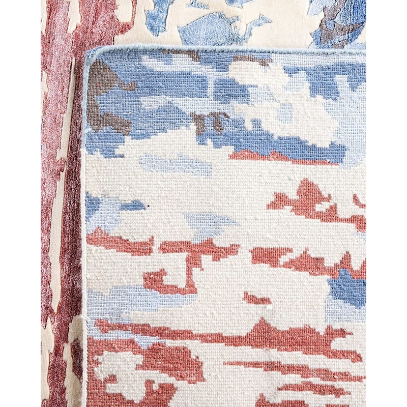 Modern One-of-a-Kind Hand-Knotted Area Rug, Ivory - 9' 1" x 12' 2"