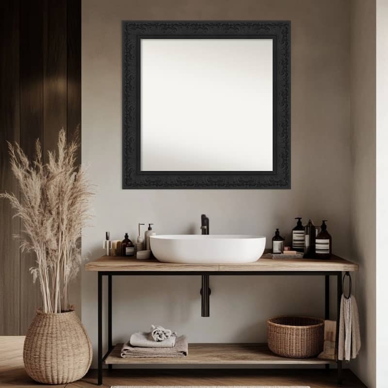 Luxe Non-Beveled Framed Bathroom Vanity Wall Mirror