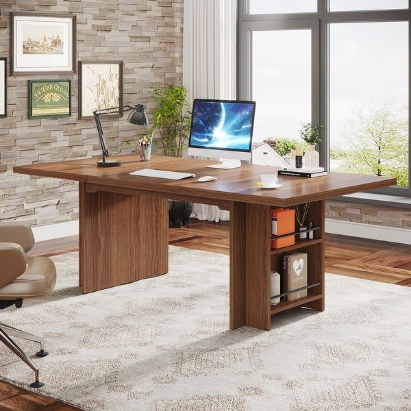 63-in Large Executive Desk, Home Office Desk Large Computer Writing Table with Storage