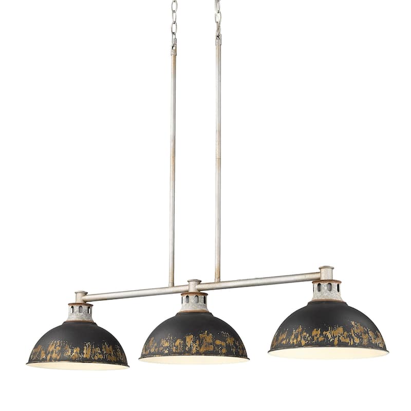 Golden Lighting Kinsley 3-light Island Light in Antique Black Iron shade