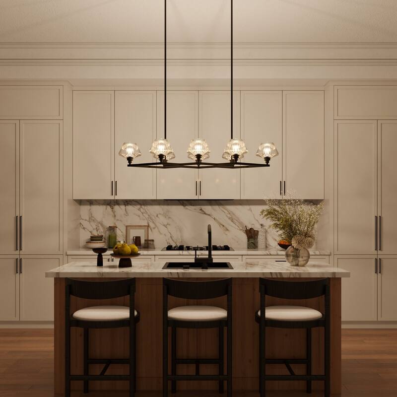 Acroma 8 - Light Steel & Glass Dimmable Chandelier