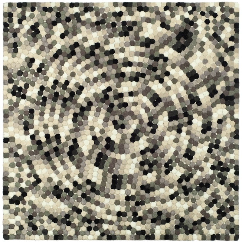 SAFAVIEH Handmade Soho Grisel Mosaic Wool Rug - 6' Square - Ivory/Grey