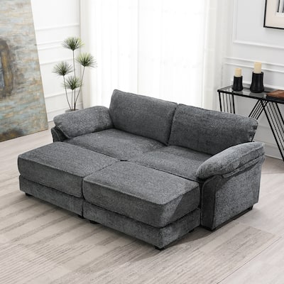 81'' Convertible 4-Seat Modular Sectional Sofa with Loveseat and Ottoman, Versatile Design for Living Room and Office