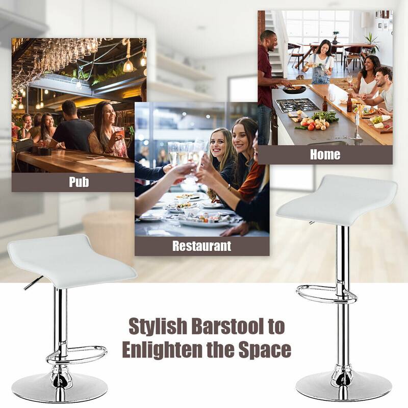 Gymax Set of 4 Swivel Bar Stool PU Leather Adjustable Kitchen Counter - See Details