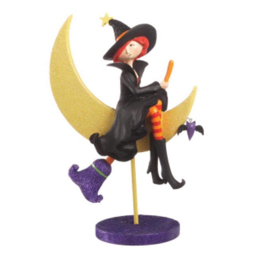 Shop 12 Glittered Flying Witch With Crescent Moon Table Top