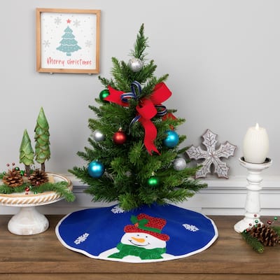Embroidered Snowman Mini Christmas Tree Skirt - 20"