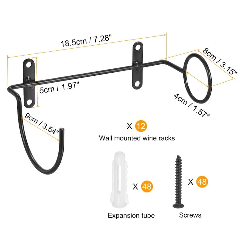 Spiral Wine Wall Holder 12 Pcs, Metal Wine Bottle Display Holder, Black Right - Black