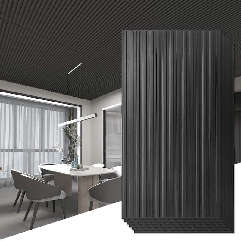 Art3d PVC Drop Ceiling Tiles,Slat Design Wall Panels,2X4 ft,12Pcs