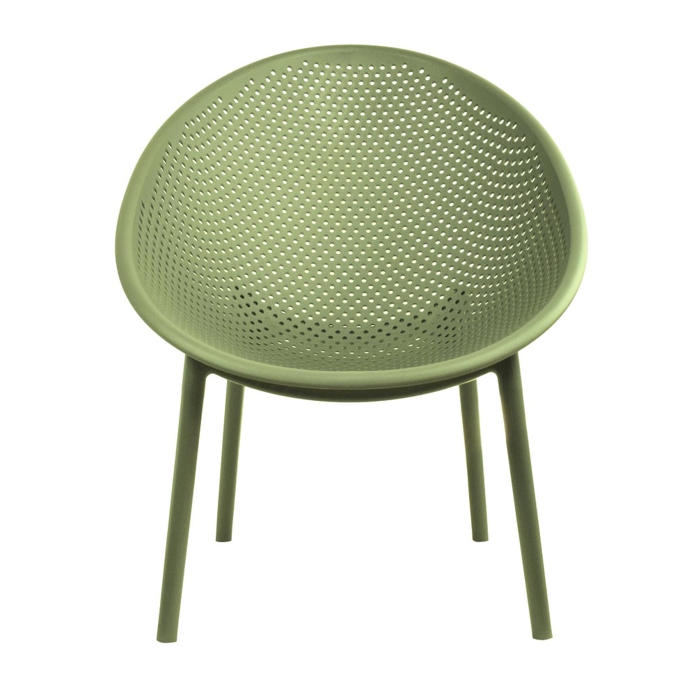 Mid-Century Modern Plastic Lounge Chair Plastic Legs with Breathable Perforated Egg Shaped Seat for Indoor/Outdoor Use