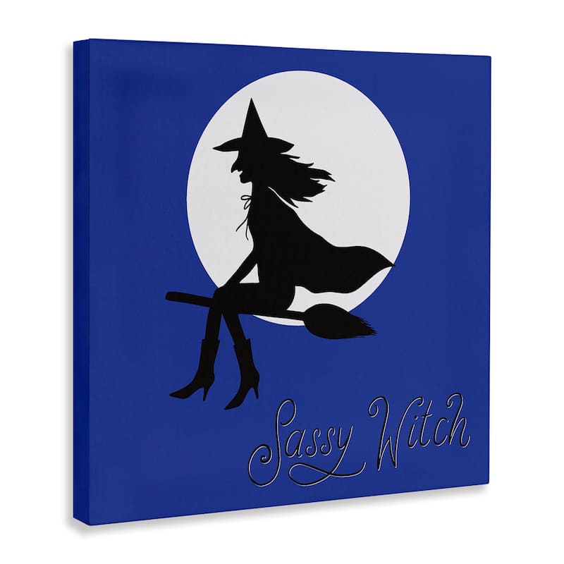 Stupell Sassy Witch & Full Moon Canvas Wall Art Design By Sazerelli Designs