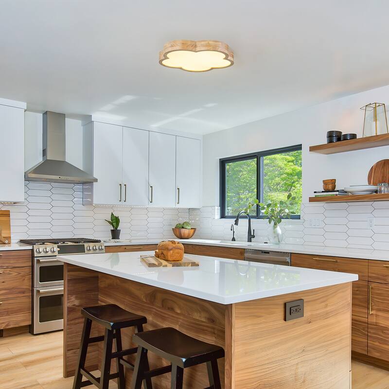 Integrated LED 5CCT Farmhouse Flush Mount Ceiling Light, 5 Color Temperature Selectable