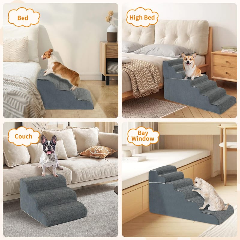 DoCred Non-Slip Convertible Pet Steps with Removable Washable Cover