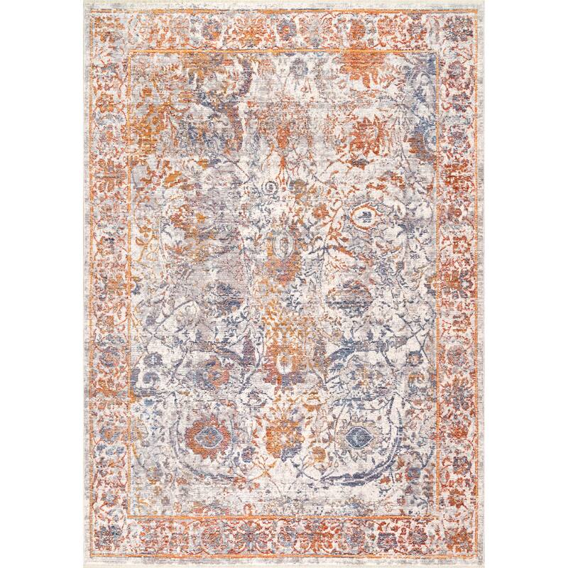 Nuloom Vintage Persian Katia Swirling Leaf Tassel Border Area Rug