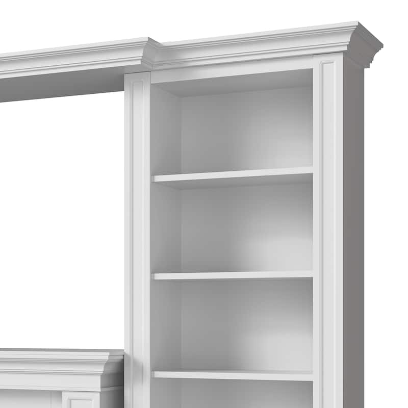 Electric Fireplace Mantel with Bookshelves, 115.5" Entertainment Center with Built-in Shelving