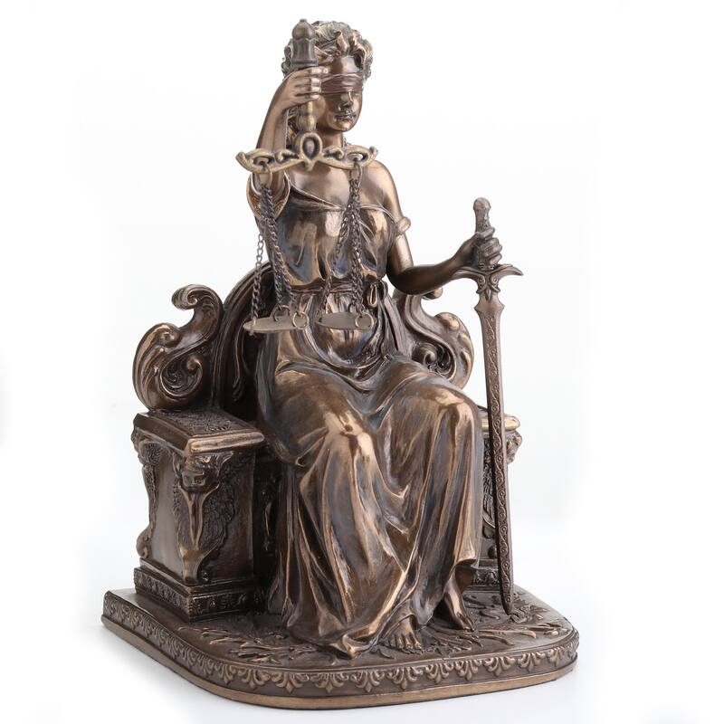 6.89" H LE JUSTICA SITTING Cold Cast Bronze - 4.33"x4.53"x6.89"