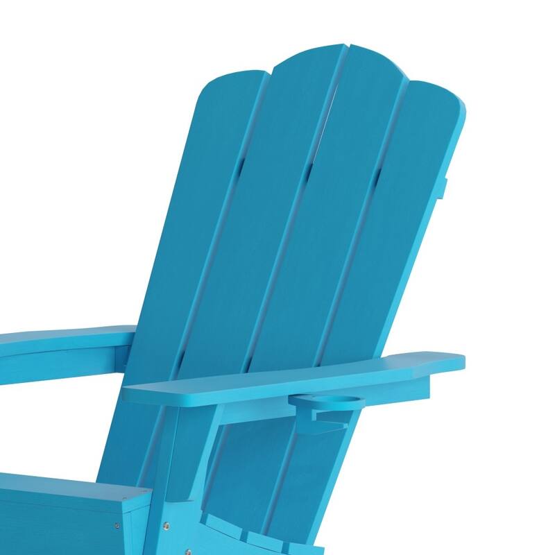 Set of 4 Commercial All-Weather Adirondack Chairs with Cupholders