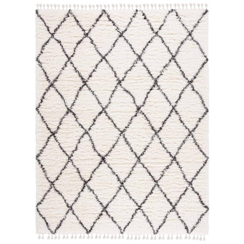 SAFAVIEH Handmade Flokati Agni Shag Solid Polyester Rug - 4' x 6' - Ivory/Dark Grey