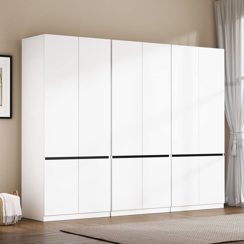 75" Large Modular Armoire Wardrobe Closet, Clothes Organizer Closet with Storage Shelves