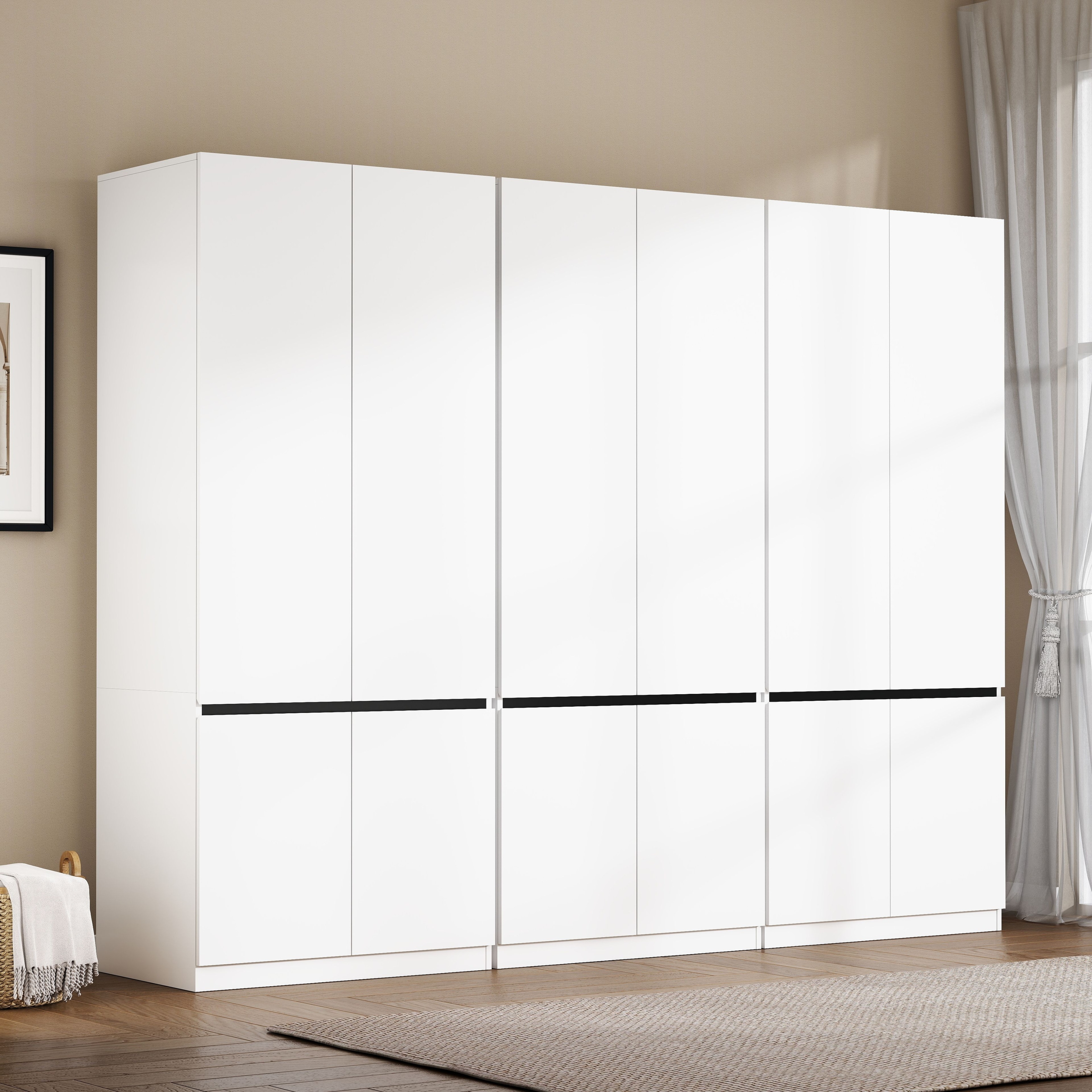 75" Large Modular Armoire Wardrobe Closet, Clothes Organizer Closet with Storage Shelves