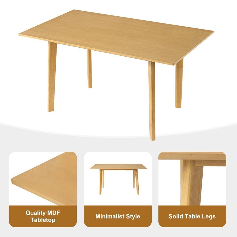 5/7-Piece Modern Dining Set, Rectangular Wood Table and Upholstered Chairs