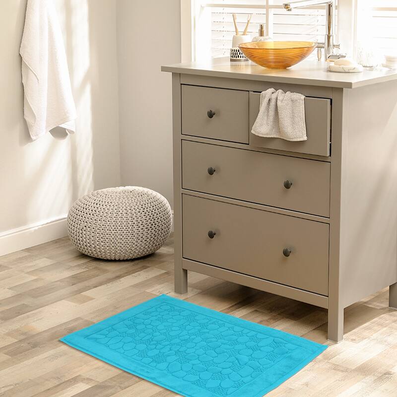 Reversible Cotton Mats Spa Style Bathroom Floor Rugs Thick Soft Water Absorbent Quick Dry Lightweight Shower Tub