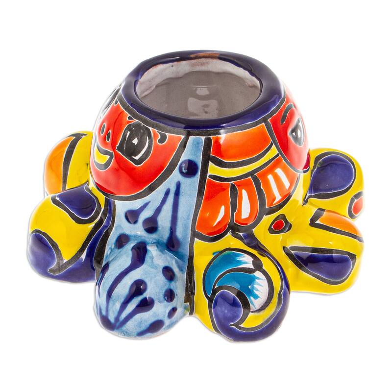 Novica Handmade Marine Hacienda Ceramic Flower Pot