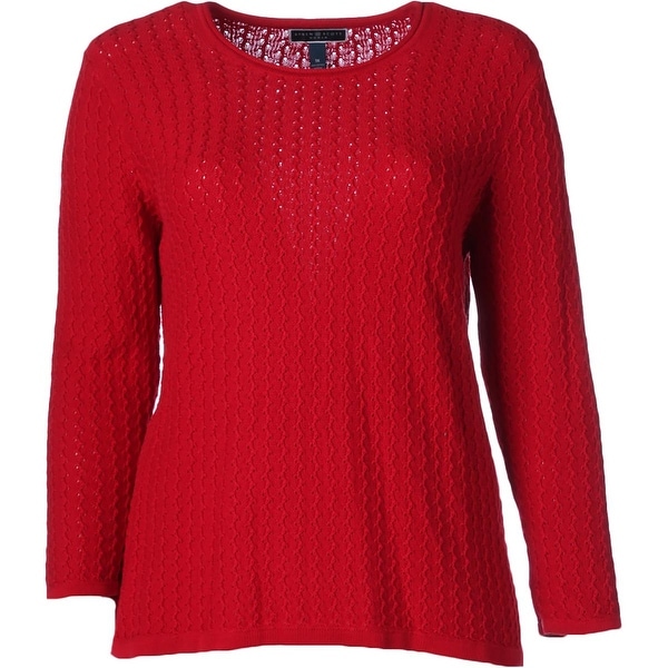 Karen Scott Womens Plus Pullover Sweater Textured Roll Neck