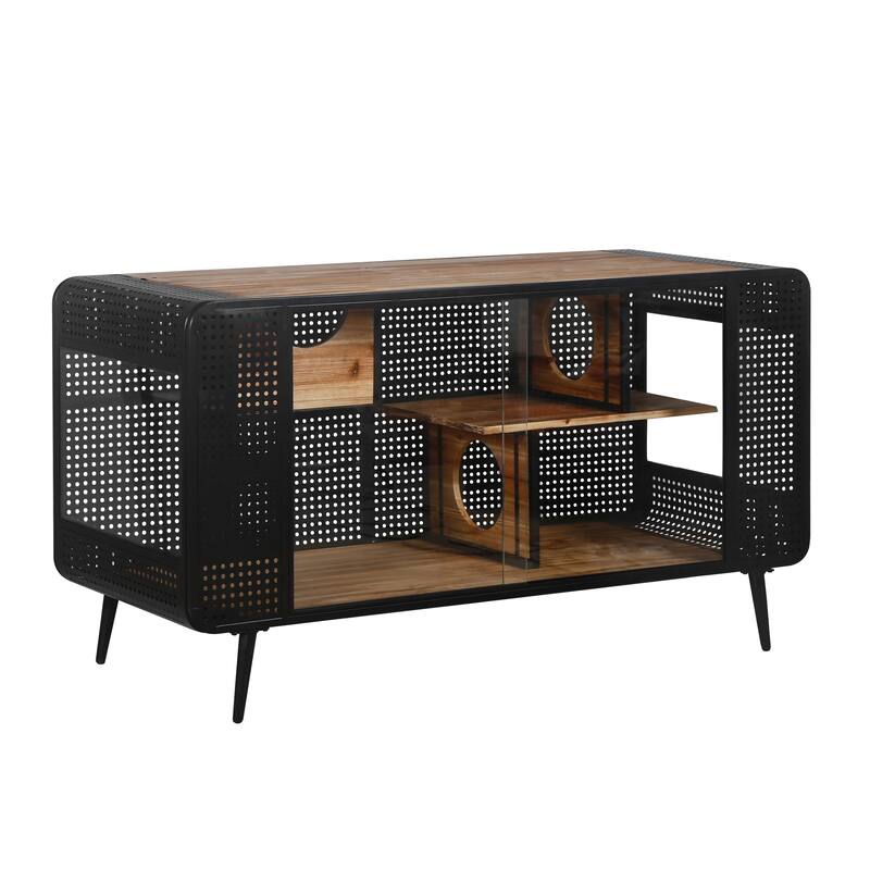 Roomfitters 55.12'' Spacious Cat House with Tempered Glass - Ideal for Living Room, Hallway, Study, Black and Brown