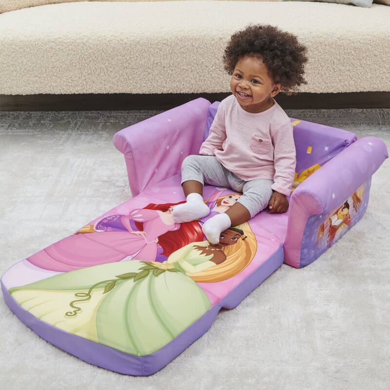 Marshmallow Furniture 2-in-1 Flip Open Couch Kid's Furniture, Disney Princesses - 14.75 x 29.25 x 16 inches