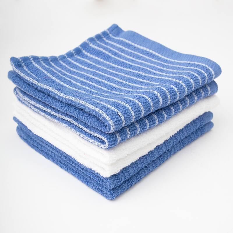 RITZ Cotton Terry Horizontal Stripe Bar Mop Dish Cloths (Set of 6)