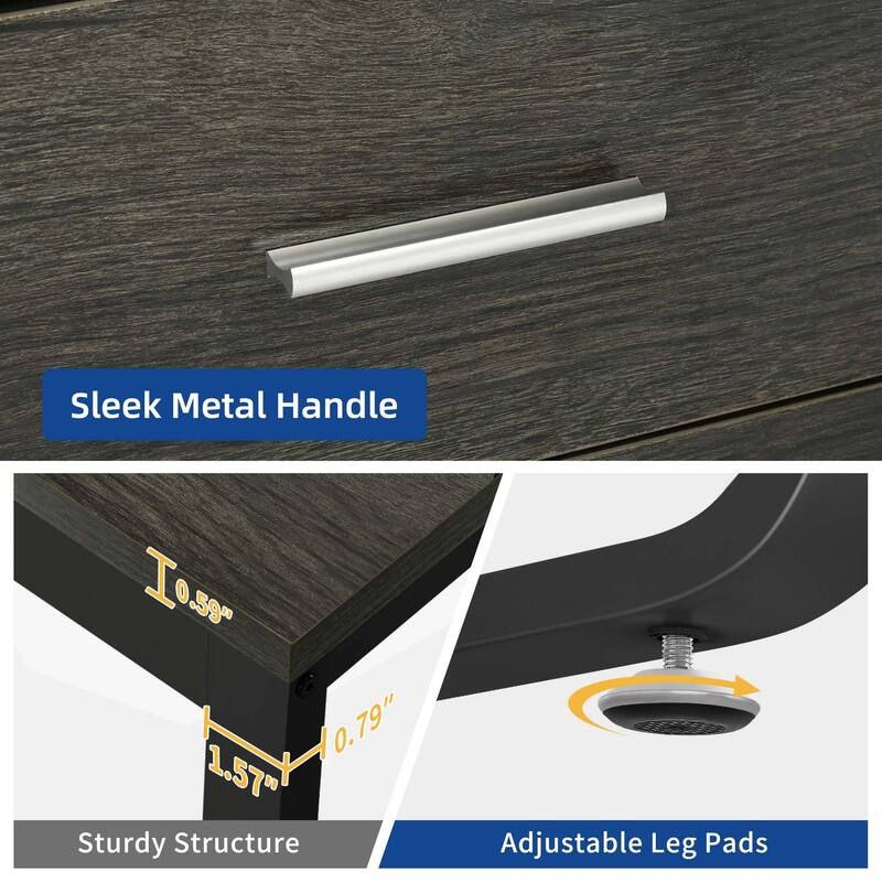 Moasis L Shaped Office Home LED Computer Gaming Desk with Drawers and Storage Shelves